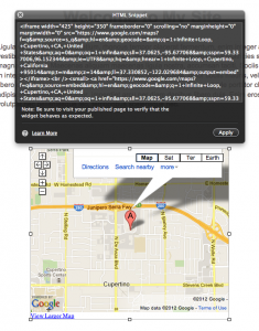 Copy Google Maps Code to HTML Widget