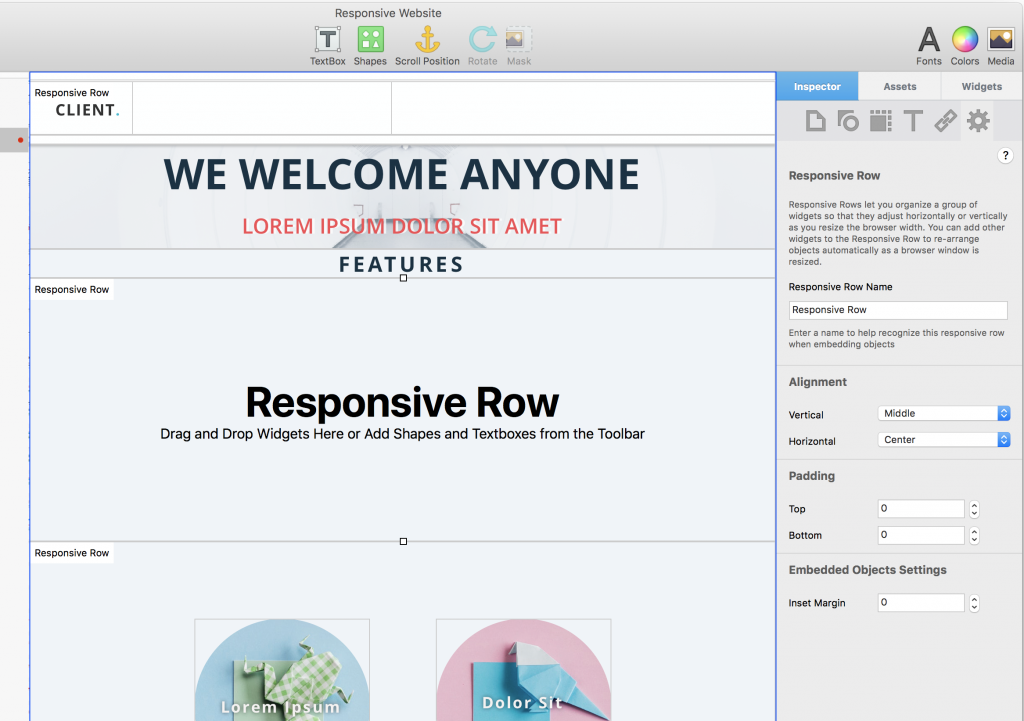 Responsive Row Settings for EverWeb