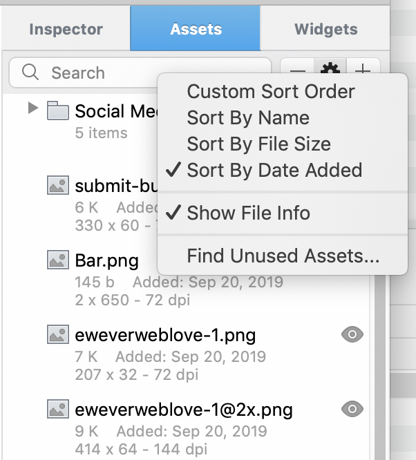 EverWeb 3.0 Sorting Assets