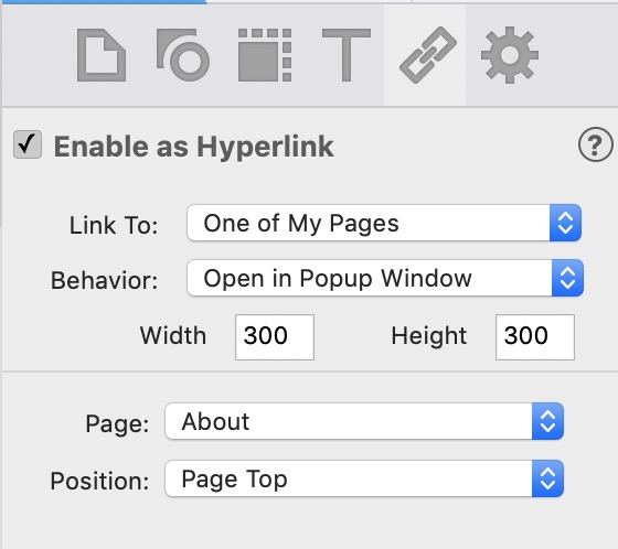 EverWeb Hyperlink Popup Windows