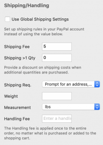 PayPal Shipping & Handling Options