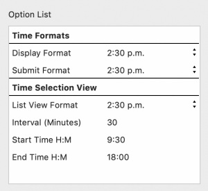 Contact Form: Select Time Options